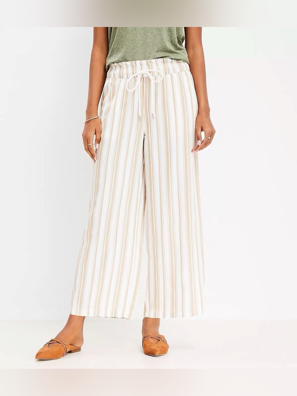 LOFT Striped Wide-Leg Pants
